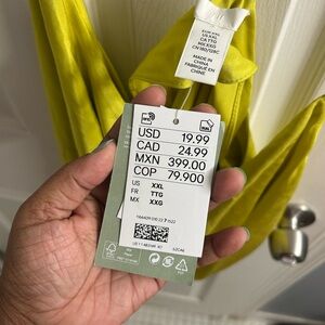 Bright Yellow/green rhinestone strapped cowl neck camisole.